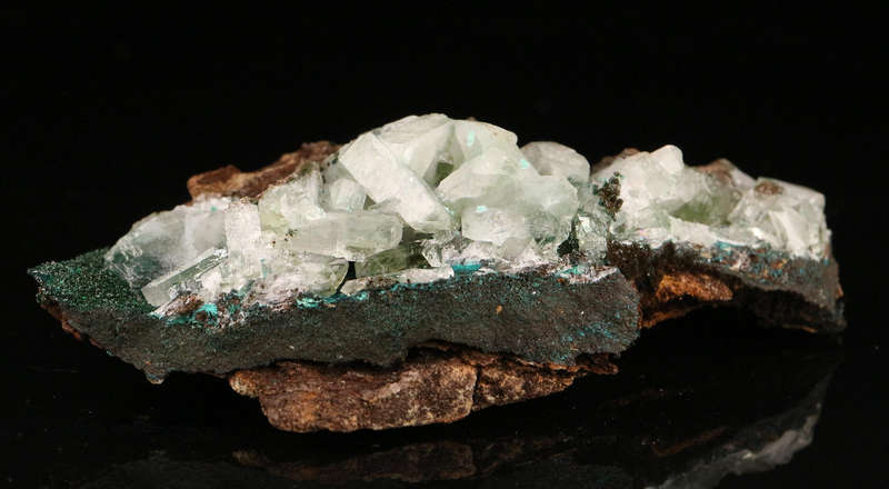 Malachite on Baryte on Matrix, Shangulowé Mine, Kambove, Haut-Katanga, DR Congo