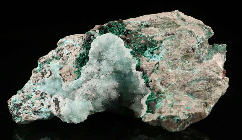 Quartz on Chrysocolla on Matrix, Tenke Fungurume, DR Congo