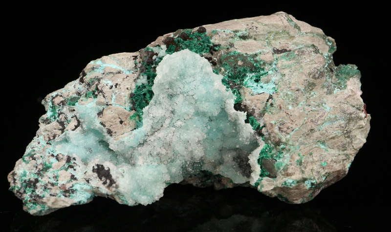 Quartz on Chrysocolla on Matrix, Tenke Fungurume, DR Congo