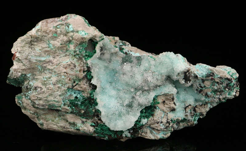 Quartz on Chrysocolla on Matrix, Tenke Fungurume, DR Congo