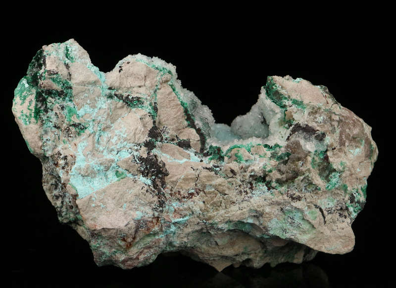 Quartz on Chrysocolla on Matrix, Tenke Fungurume, DR Congo