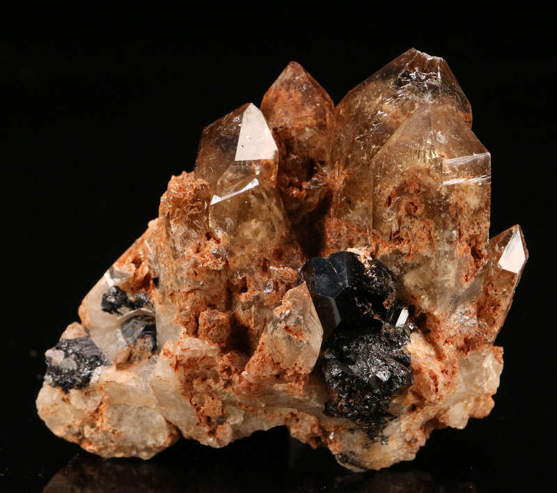 Schorl on Smoky Quartz Cluster, Erongo Mnt, Erongo Region, Namibia.