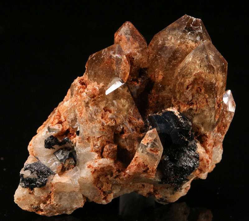 Schorl on Smoky Quartz Cluster, Erongo Mnt, Erongo Region, Namibia.