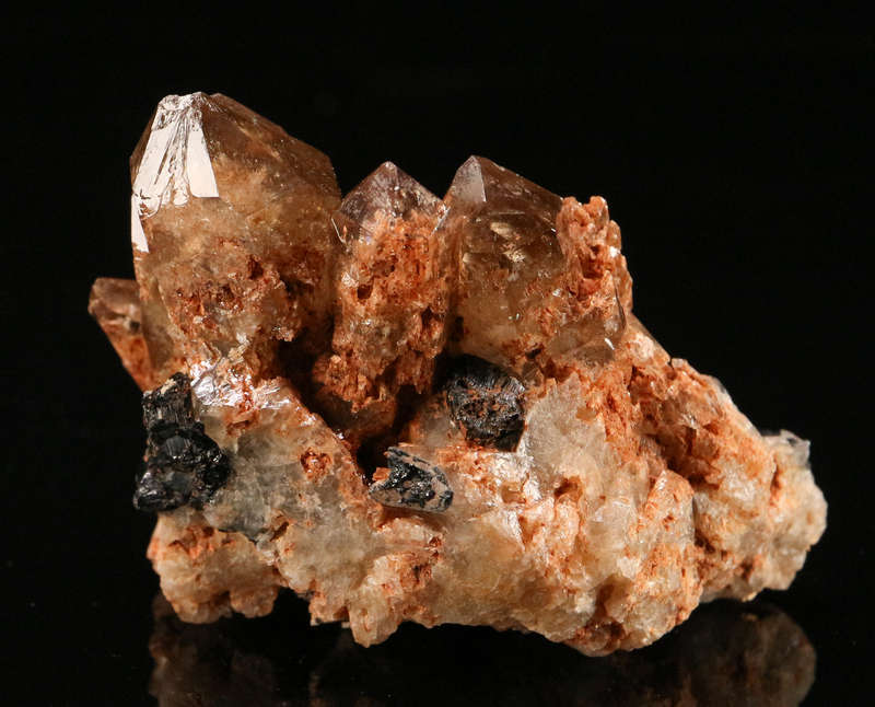 Schorl on Smoky Quartz Cluster, Erongo Mnt, Erongo Region, Namibia.