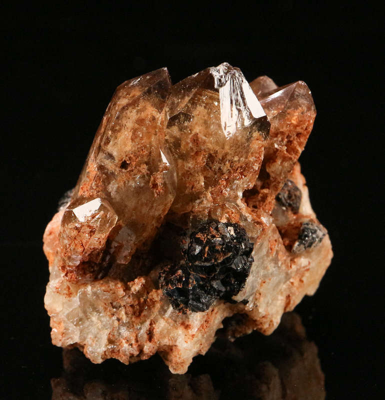 Schorl on Smoky Quartz Cluster, Erongo Mnt, Erongo Region, Namibia.