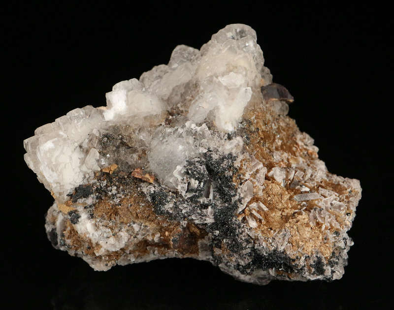 Bementite, Baryte, Calcite & Hematite,"N'Chwaning II Mine, Kalahari Manganese Field, Northern Cape,