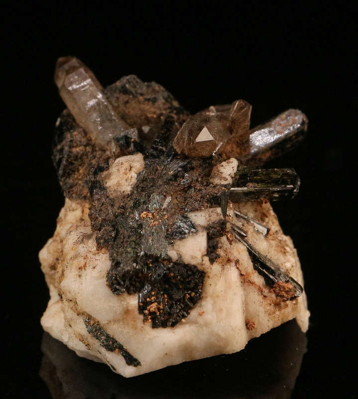 Smoky Quartz, Aegirine on Orthoclase, Zomba Mnt, Malawi