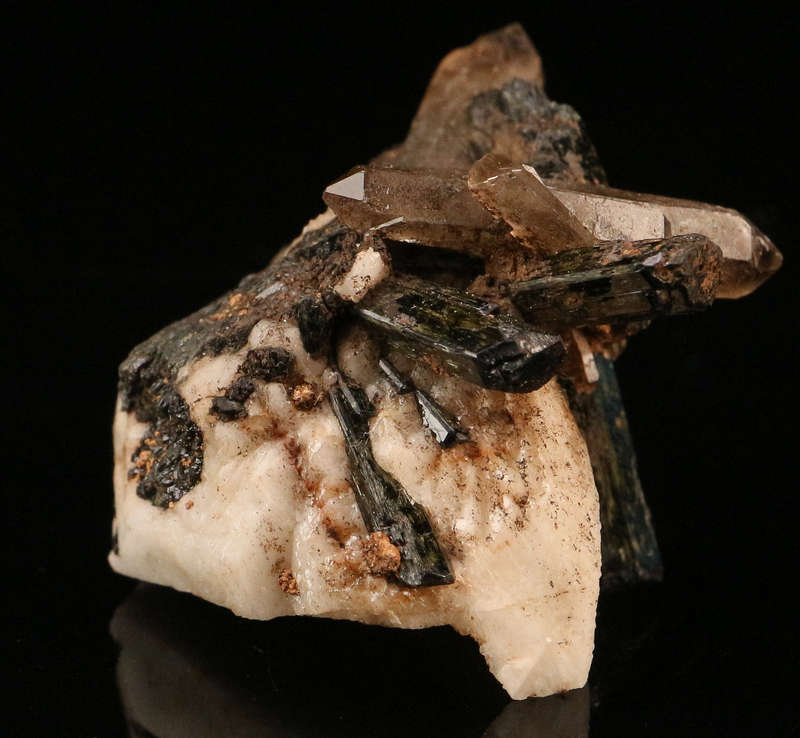 Smoky Quartz, Aegirine on Orthoclase, Zomba Mnt, Malawi