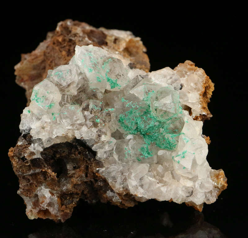 Malachite on Quartz on Matrix, Tenke Fungurume, DR Congo