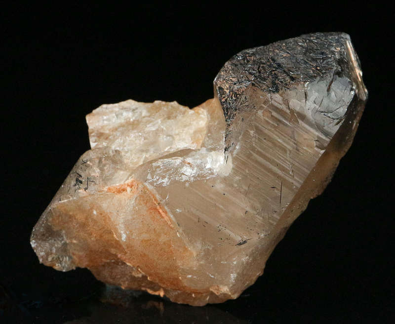 Schorl on Smoky Quartz, Erongo Mnt Region, Namibia