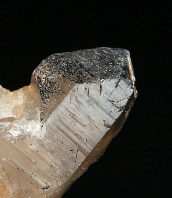 Schorl on Smoky Quartz, Erongo Mnt Region, Namibia