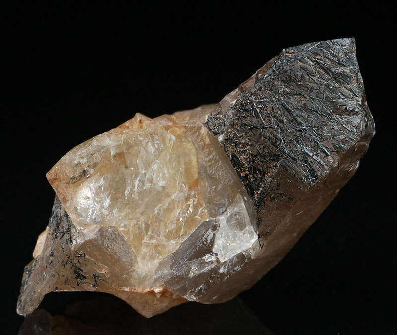 Schorl on Smoky Quartz, Erongo Mnt Region, Namibia