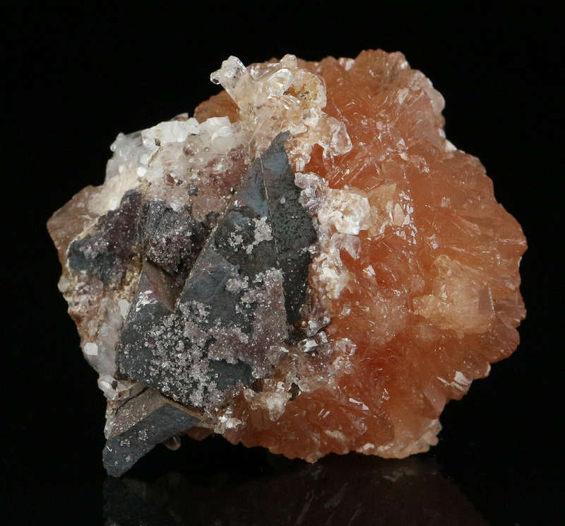 Calcite on Olmiite, "N'Chwaning II Mine, Kalahari Manganese Field, Northern Cape, South Africa "