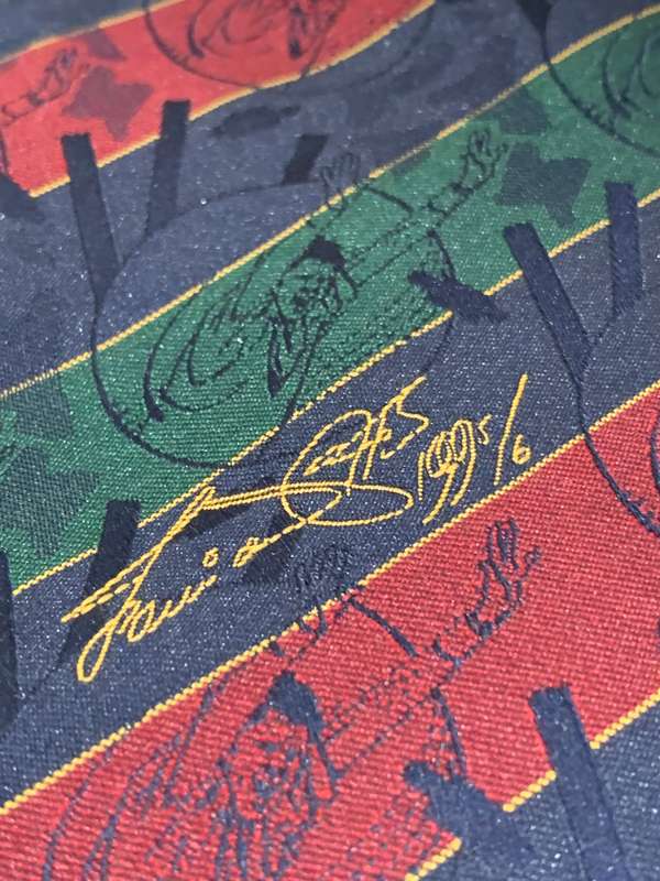 Fanie De Villiers Charity Benefit 1995/6  Collectible Corporate Tie & Signed Mini Cricket Bat -