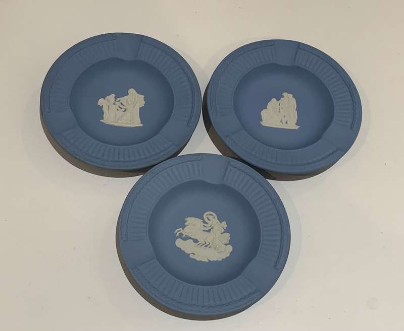 Trio Of English Made Wedgewood Turquoise Ashtrays  Mint Condition  No Chips Or Cracks