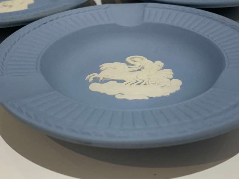 Trio Of English Made Wedgewood Turquoise Ashtrays  Mint Condition  No Chips Or Cracks