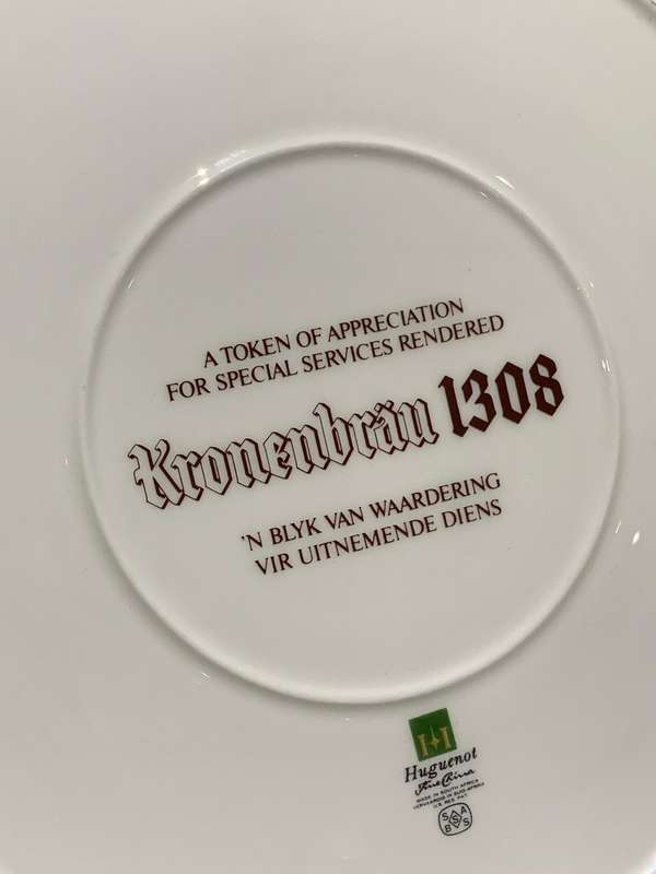 Continental Plates - Kronenbrau 1308  The Golden Oak Mellowed Beer  Limited Edition Advertisement