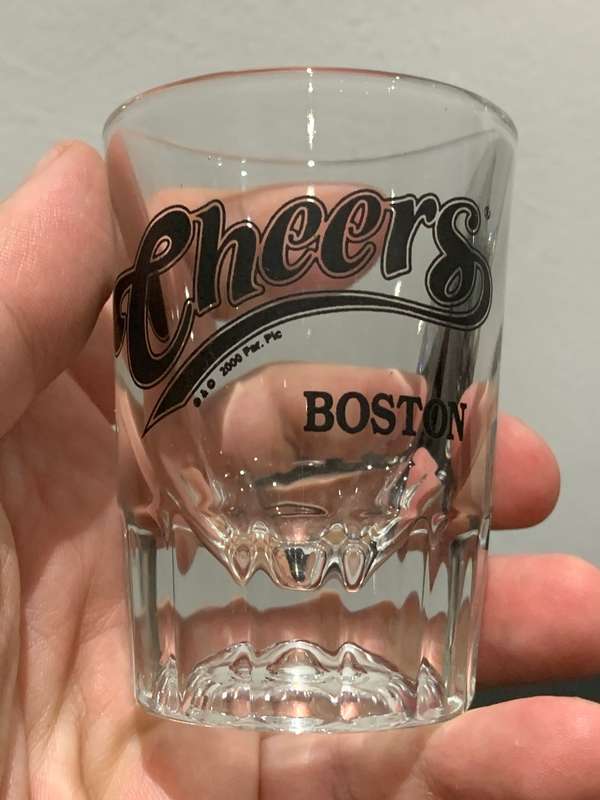 Pair Of Quality, Heavy, Large, Souvenir Tot Glasses  From The Cheers Bar In Boston
