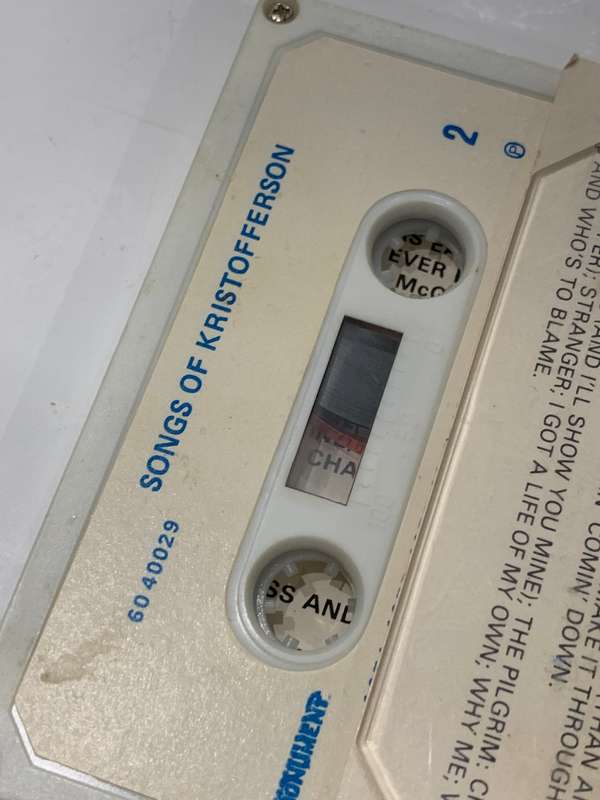 Cassette Tape - Kris Kristofferson . Songs Of Kristofferson - Not Tested / See Pics