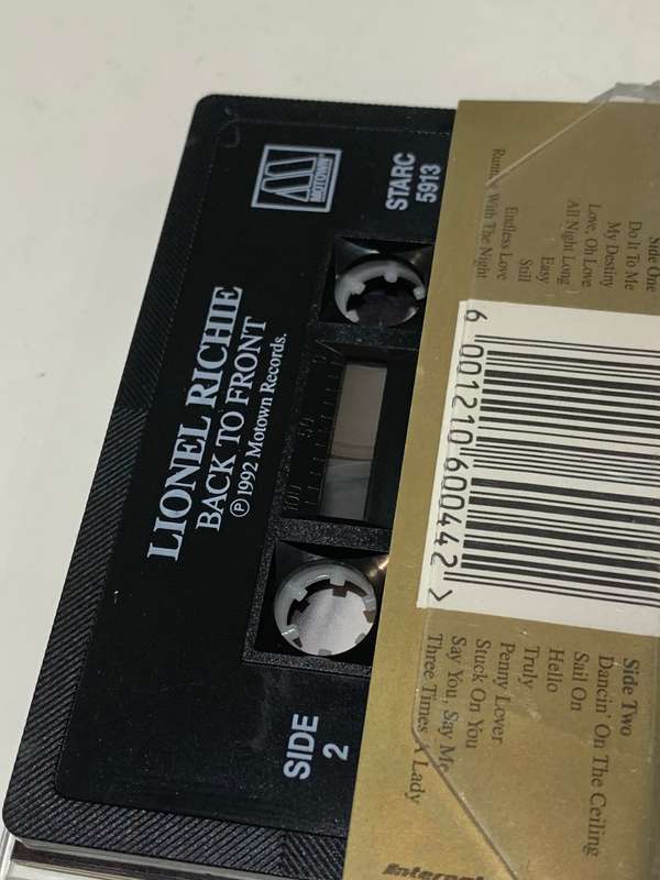 Cassette Tape - Lionel Richie . Back To Front - Not Tested / See Pics