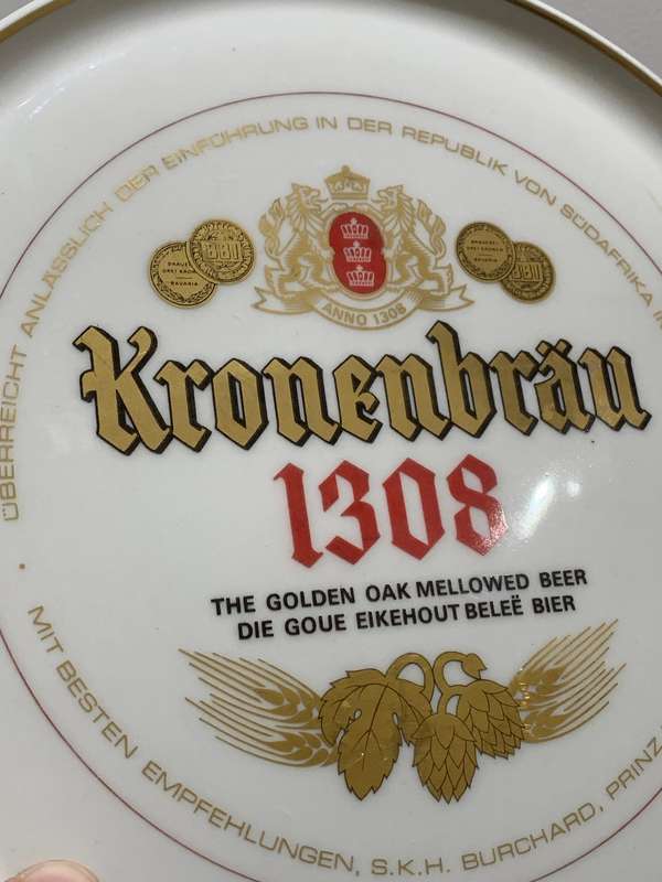 Continental Plate - Kronenbrau 1308  The Golden Oak Mellowed Beer