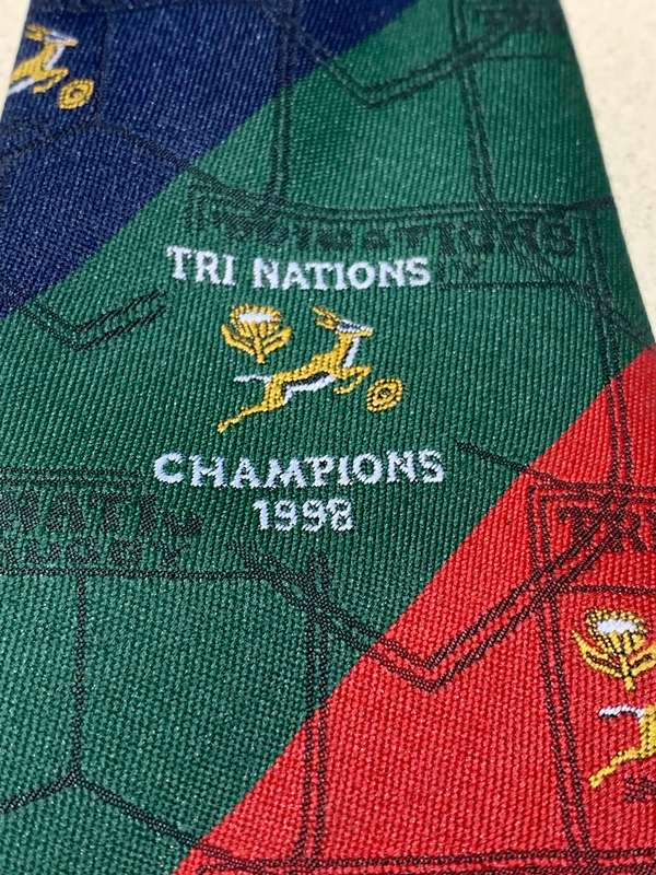 Silk Tie  1997 Tri Nations Rugby - Springboks Winners 1998 - Tie Is In Incredible Condition.