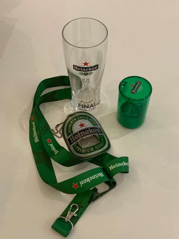 Heineken Bar Paraphernalia  Limited Edition Champions League Glass & Bottle Openers