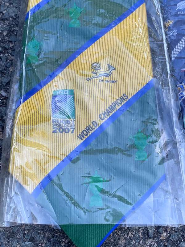 Pair Of New & Unused Souvenir Ties  2007 Rugby World Cup - France . Winning Year For Boks