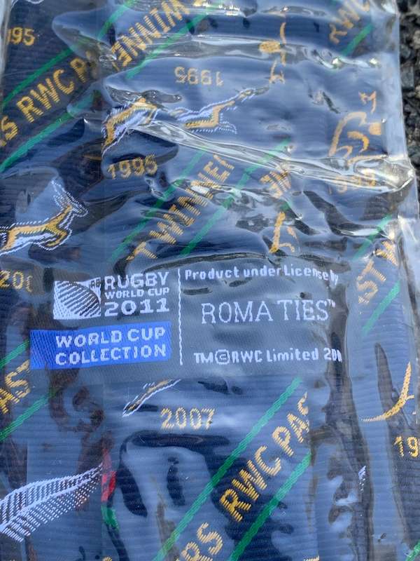 New & Unused Souvenir Tie  2011 Rugby World Cup Collection - Past Winners