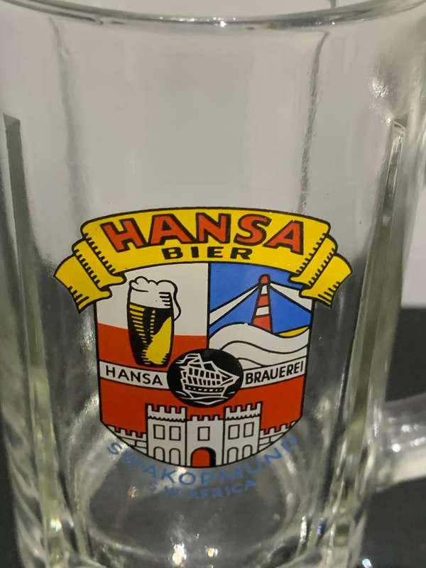 Vintage Glass Bar Mug  Hansa Bier  Swakopmund SWA  No Chips / Cracks