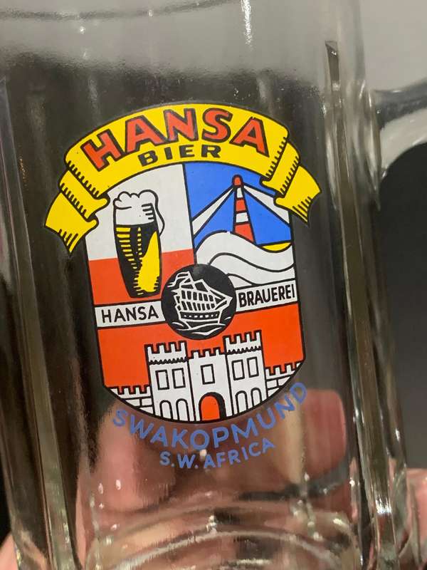 Vintage Glass Bar Mug  Hansa Bier  Swakopmund SWA  No Chips / Cracks