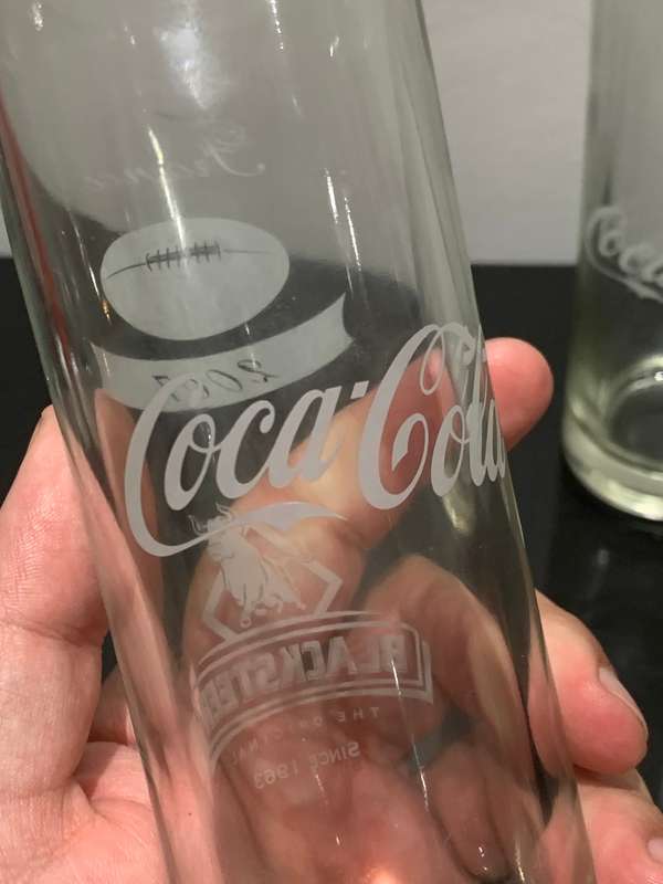 Pair Of Promotional Coca-Cola Glasses From The Black Steer - Promoting Rugby World Cup France 2007