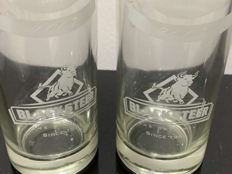 Pair Of Promotional Coca-Cola Glasses From The Black Steer - Promoting Rugby World Cup France 2007