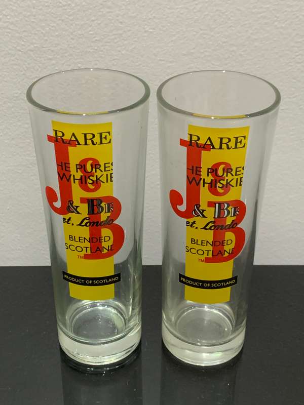 Pair Of Tall Branded Zombie Glasses - J&B Rare Scotch Whisky