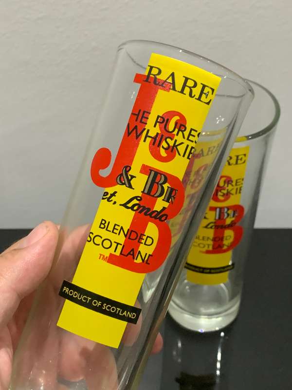Pair Of Tall Branded Zombie Glasses - J&B Rare Scotch Whisky