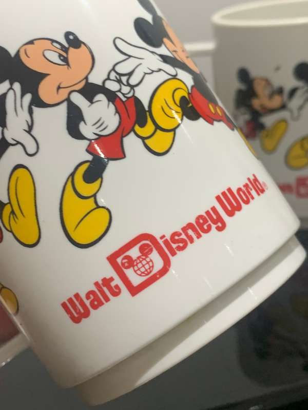 Pair Of Disney Souvenir Kiddies Mickey Mouse Mugs (Melamine Or Plastic)  80s Walt Disney World Era
