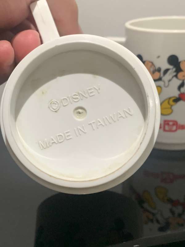 Pair Of Disney Souvenir Kiddies Mickey Mouse Mugs (Melamine Or Plastic)  80s Walt Disney World Era