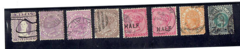 1861-1902 NATAL   Q Vic 3d-6d KE Vll 1 1/2d used single  CV R1700
