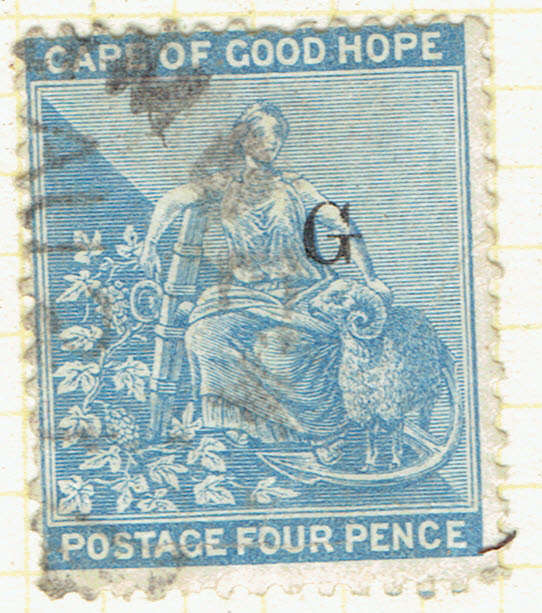 1877 Griqualand West 4d used single CC 6e  CV R5500