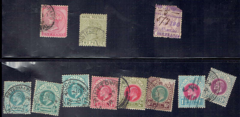 1880-1905 NATAL Q Vic 1d,2d,1d REVENUE,K E Vll 1/2dx3,1d,2d,3d,6d,1s used singles SEE SCAN