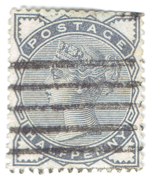 1880 ENGLAND 1/2d blue used single SG187 CV 2GBP2 (R46)