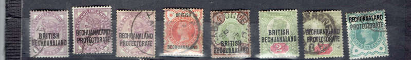 1887, 1896,1897 Bechuanaland Protectorate Q Vic 8 single used see scanCC7,34,35,33,58,59 C/v R765