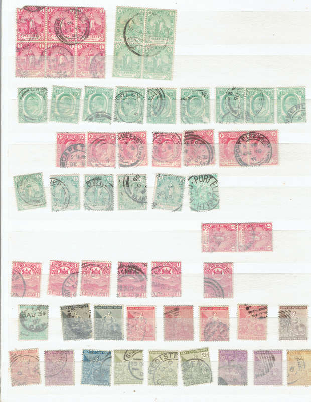 1893-1903 COGH 130 used singles see scan plus block of 6 and 4 not checked for varieties and colors