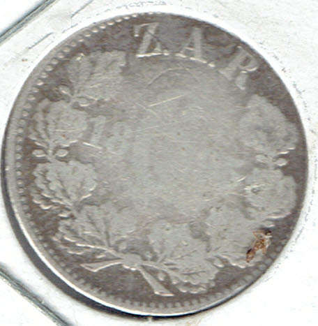 1893 Z A R  92% silver 6d in F grade