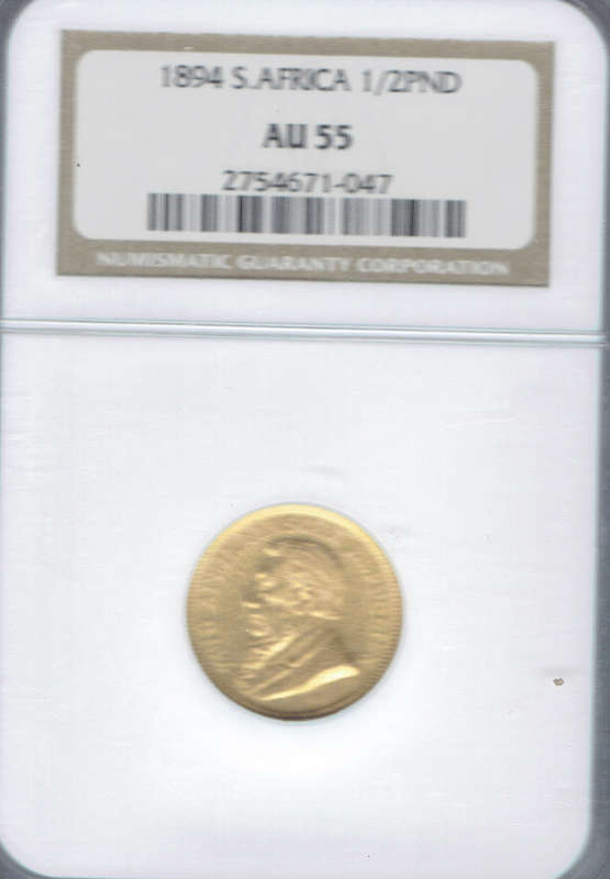 1894 Z A R HALF POUND GOLD NGC AU55 ## RARE AND SOUGHT AFTER ##