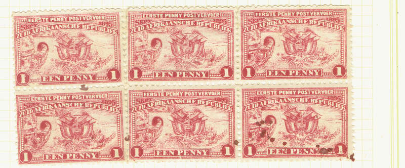 1895,1900,1901 TRANSVAAL Halve Penny on 1s pr, 1d pr,blx4 and6, V.R.I.x5 E.R.I x3 m used S CV R852