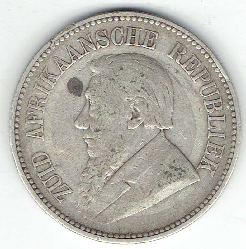 1896 Z A R  Pres Kruger 2s 6d 92% silver in VF grade