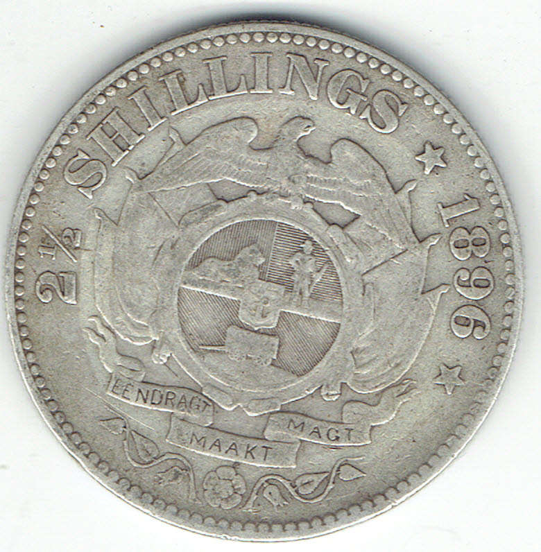 1896 Z A R  Pres Kruger 2s 6d 92% silver in VF grade