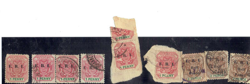 11901 Transvaal 2nd Br Occ o ptd E.R.I. 1d x 6 used s and Hp on 2d x 3  E.R.I. CC245,249 CV R225