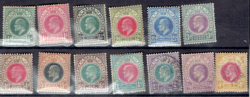 1902 NATAL unused set except 2s 6d,4s used singles CC109-121 C/V R7925